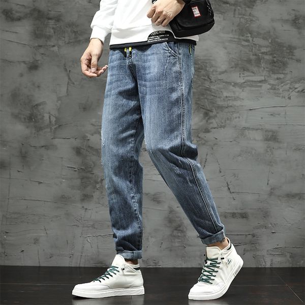 

fashionable denim harem and jeans pants men's autumn new drawstring men's jeans easy to wear cwxlt, Blue