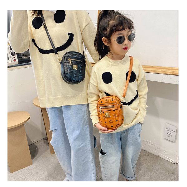 

girls designer handbags fashion kid letter printed messenger bags luxury pu casual one shoulder bag woman change purse f167, Black