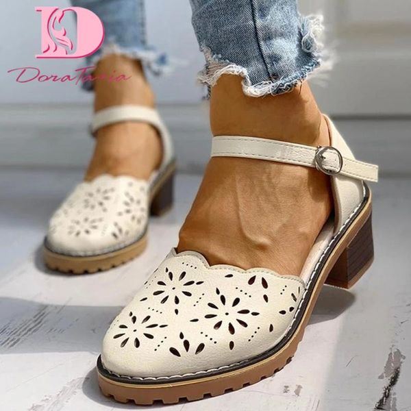 

doratasia 2020 brand design женщины сандалии квадратные каблуки круглый toe платформы насосы летняя повседневная обувь женщина, Black