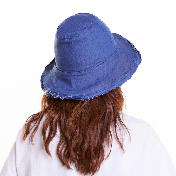 

cokk women's bucket hat ladies denim cloth summer sun hat for women mens panama cap fishing hat tassel brim black blue swy jllzpu, Blue;gray