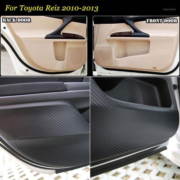 

brand new 1 set interior 3d carbon fiber doors side edge anti-kick protection pad sticker for reiz 2010-20131