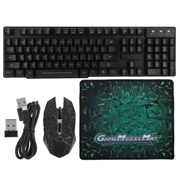

keyboard mouse combos combo recharge t3 wireless charging gaming luminous colorful mat set computer accessories black