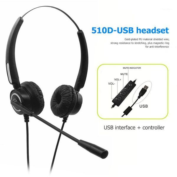 

vodool business usb wired headset for call center pc line control mute button headphone with microphone mute noise cancelling1