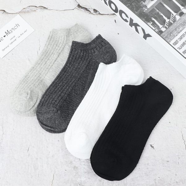 

new men solid cotton socks short ankle sock casual warm socks spring autumn invisible boat sock soft comfortable, Black