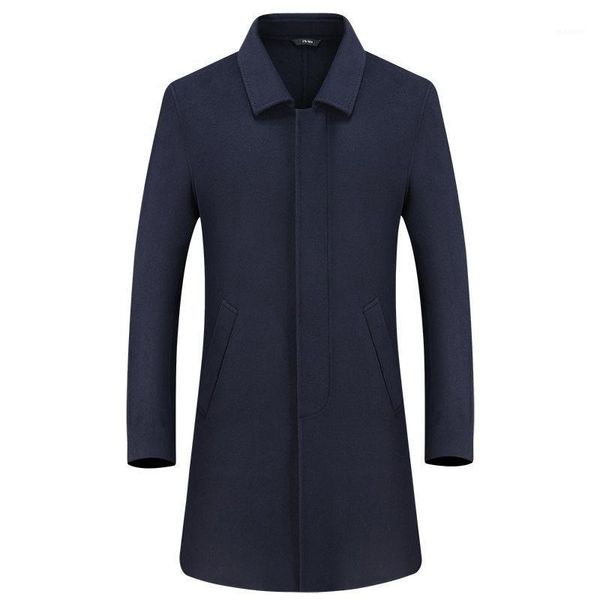 

of 2020 middle aged men's double faced woolen coat medium long autumn and winter new lapel men's coat windbreaker1, Black