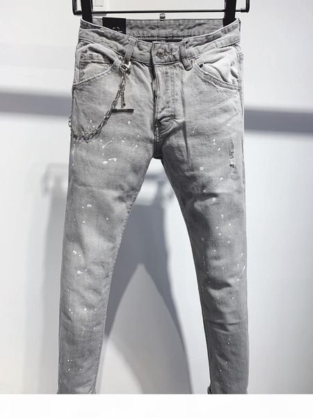 

2018, the new brand fashion european and american summer men's wear jeans are men's casual jeans #0a162, Blue