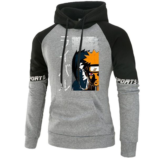 

japanese anime print male hooded raglan fleece hip hop streetwear 2020 autumn casual hoodies men loose fashion sportswear, Black
