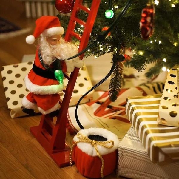 Divertente Natale Santa Claus Elettrico Scala Scaletta Appeso Decorazione Appeso Albero di Natale Ornamenti Party Bambini Gifts 201203