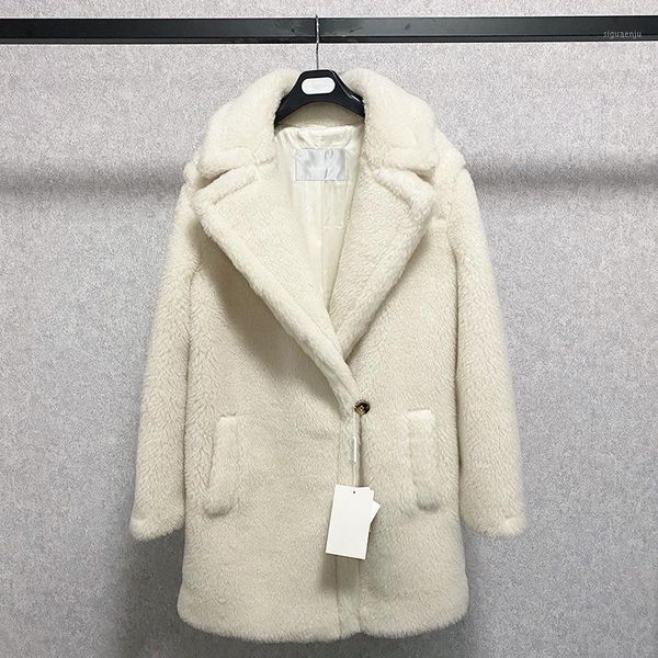 

the new 2021 new m home camel wool cloth coat particles small teddy bear coat female teddy brief paragraph1, Black