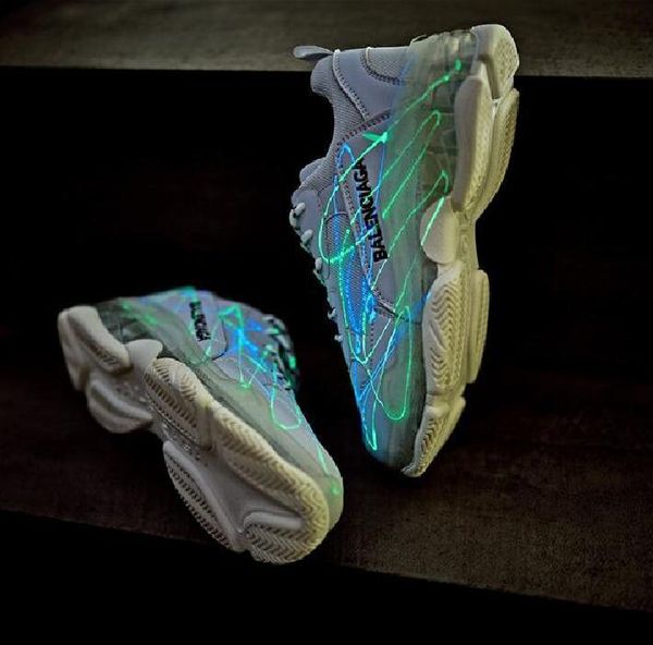 

luminous new colors bl triple s green retros paris sneakers mens women designer shoes fashion outdoor old grandpa luxury trainers, Black;white