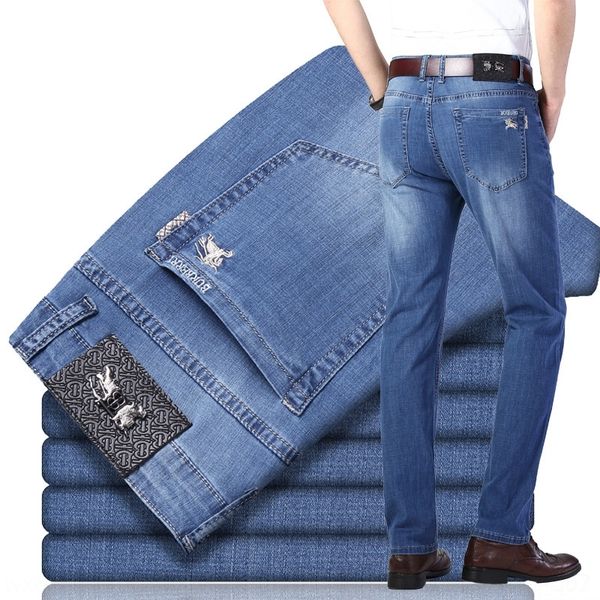 

htehk весна и лето 2020 мужских случайных штаны jeansjeans и случайного упругих джинсы бизнеса jeanslight брюки синий прямой тонкий puqld, Blue