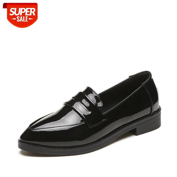 

mcckle autumn shoes woman flats fashion slip on shallow ladies pointed toe platform patent leather classic female casual shoes #ou2p
