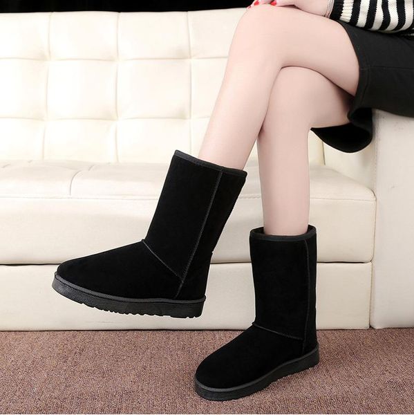 

goth chunky waterproof plus velvet platform women plush winter boots winter boots women cotton fur booties warm snow, Black