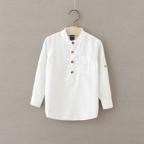 

baby boys shirts cotton linen full size 2-12years children clothing long sleeve white kids clothes shirt breathable y200704, White;black