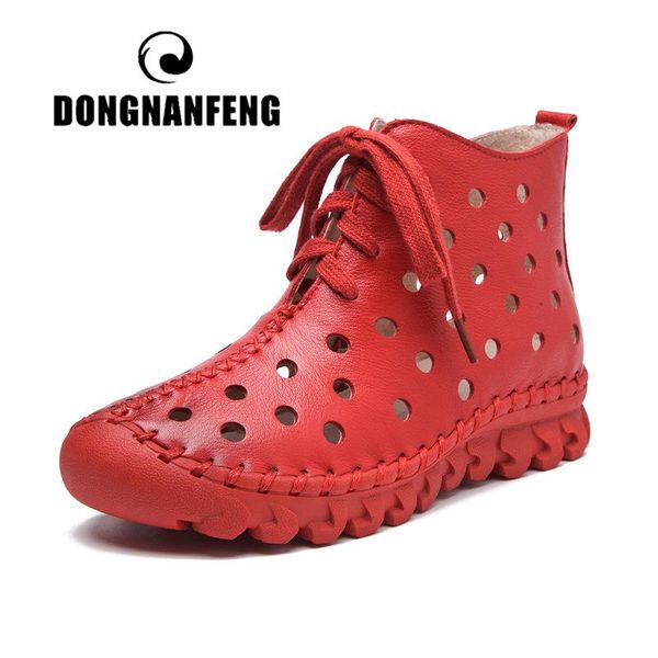 

dongnanfeng женщины старая мать женская обувь ботинки полые корова натуральная кожа свикин резина cool винтажный размер весны 35-40 asn-680, Black