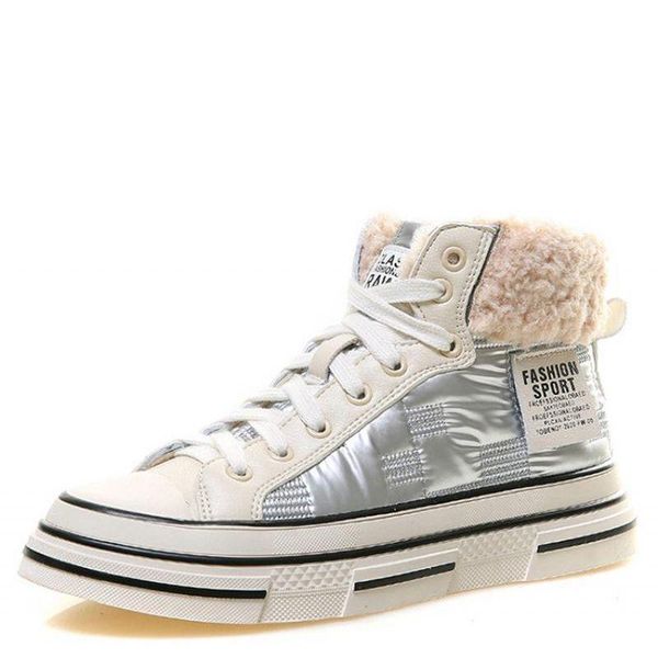 

swyivy fur sneakers women winter vevlet warm shoes high ankle boots 2020 new female fashion sliver snow boots for women, Black