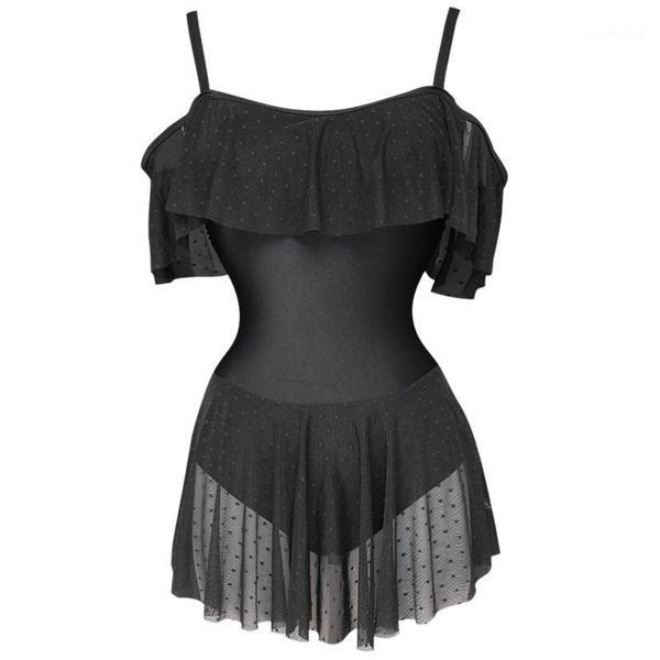 

women swimsuit one piece swimwear mesh suits off the shoulder large size push up may swim suits1, White;black