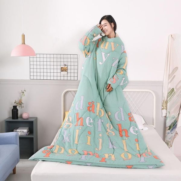 

comforter lazy quilt with sleeves winter warm thickened quilt multifunction letter tree printed 150*200cm 180*220cm 2.2-2.8kgs