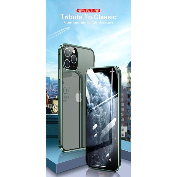 

360 protective double sided glass magnetic metal case for iphone 12 11 pro x xs max xr with camera lens protectio jllxbe