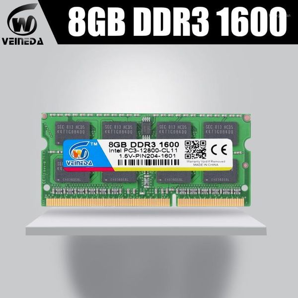 VEINEDA DDR3 ноутбук RAM 8GB 1333 МГц 1600 МГц PC3-12800 SO-DIMM Notebbook RAM 204PIN 1.5V Memory1