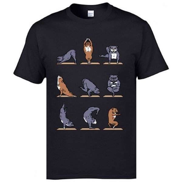 

latest men's funny print bull terrier yo ga om meditation exercise training fashion pure loose hoodie designers t shirts sweatshirt