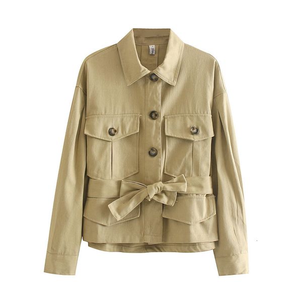 

2021 new women's tools european jacket spring lapel unique khaki coat outwear with belt x6bt, Black;brown