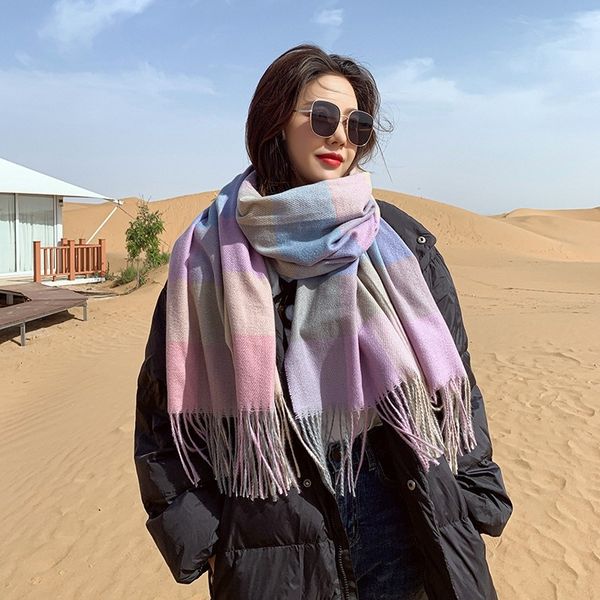 

vipin scarf new plaid cashmere for women color autumn matching / winter 2020 mvp, Blue;gray