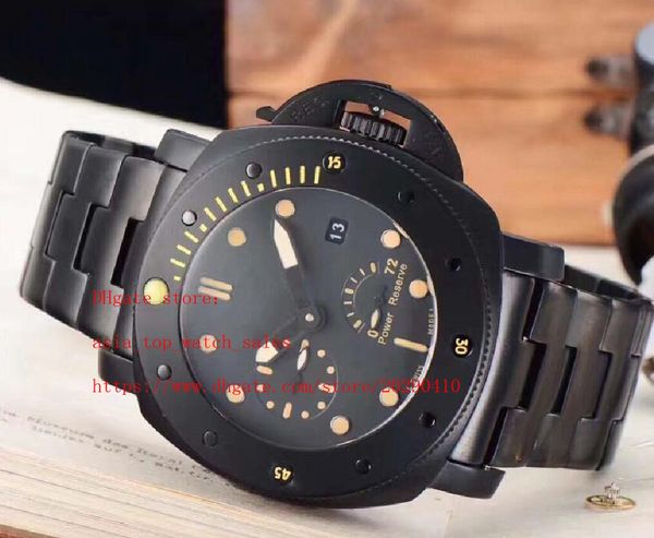 

elling super 2 style auto date 48 mm black dial mechnaical automatic stainless steel power reserve pm mens watches, Slivery;brown