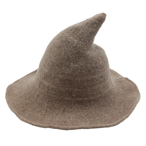 

women halloween hat autumn winter christmas witch wide brim pointed solid festival cap party all-match, Blue;gray
