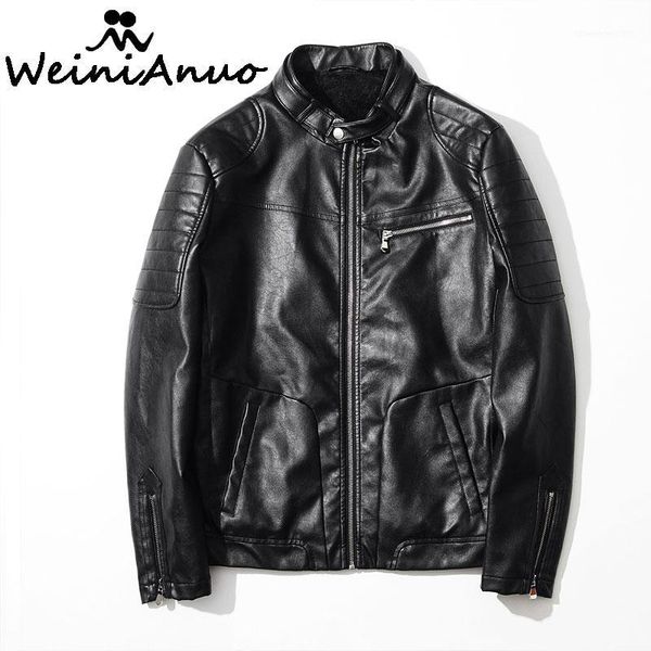 

men's leather & faux weinianuo 2021 autumn winter collar button design jackets men motorcycles jacket windproof male coats 1841, Black