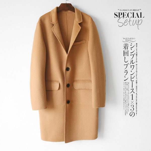 

british style men's double faced wool coat1, Black