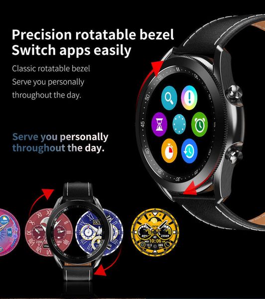 

w3 smart heart rate blood prsure health detection bluetooth call information push innovative dign rotating watch rin