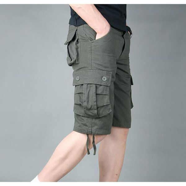 

2021 summer men cotton casual green army cargo shorts for of brand clothes amil, White;black
