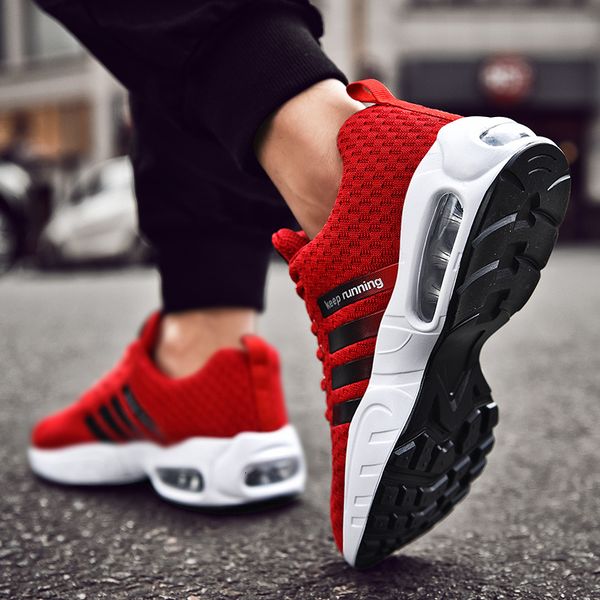 

plus size 47 men casual shoes air mesh cushion chaussure homme shock-absorbing teenager track fitness sneakers red white black