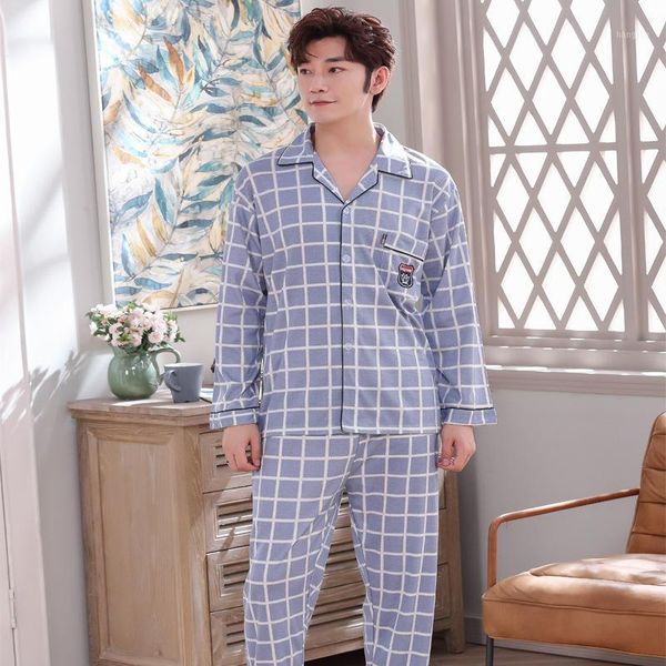 

men's cotton sleepwear set lounge wear men sleep shirt trousers plaid pijama hombre invierno winter man pajamas for men1, Black;brown