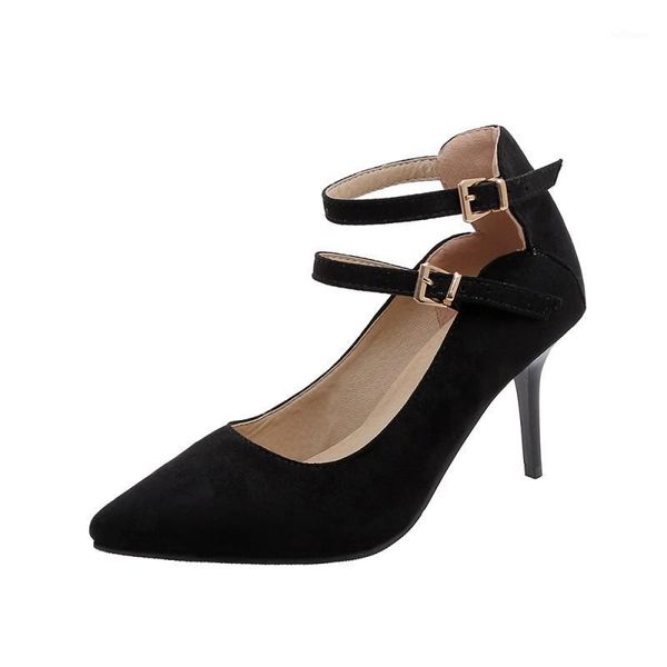 

big size pointed thin belt decorative single shoes ladies high heels women shoes woman pumps1, Black
