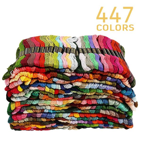 

447pcs mix colors cotton sewing skeins cross stitch embroidery thread floss kit diy sewing tools, Black;white