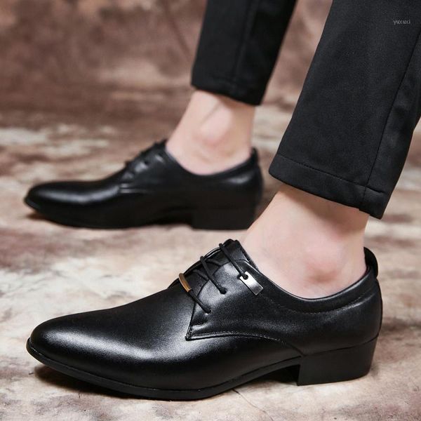 

dress shoes men's leather business classic style flat brown black lace up pointed oxford1