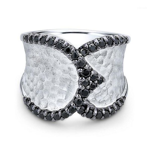 

wedding rings unique style black and white color retro overlapping finger for women gift luxury band rhinestone rings1, Slivery;golden