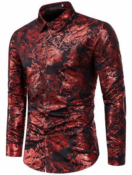 

men baroque print button through shirt q0rz#, White;black