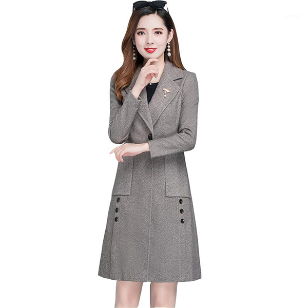 

women's windbreaker coat medium long section british style women's 2020 new wave autumn winter coat korean loose thick overcoat1, Tan;black