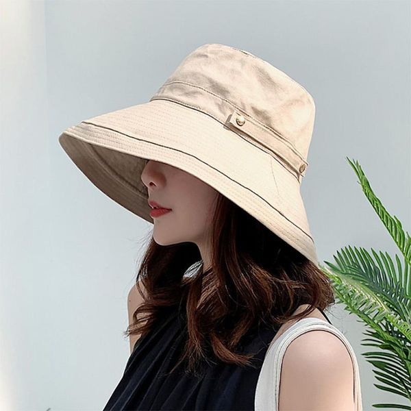 

wide brim hats [aetrends] large bucket hat women's anti-uv cotton linen sun for women vacation summer foldable panama z-6877, Blue;gray