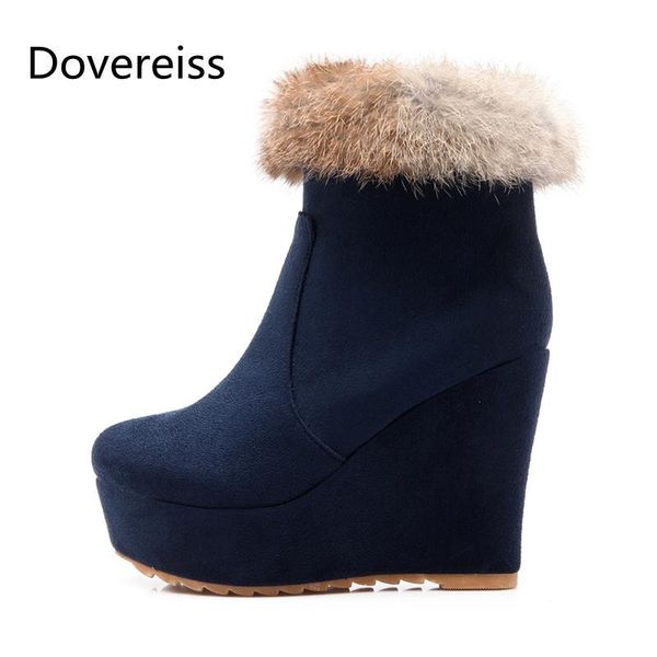 

winter for woman new fashion consice new boots pure color blue zipper consice wedges ankle boots platform, Black