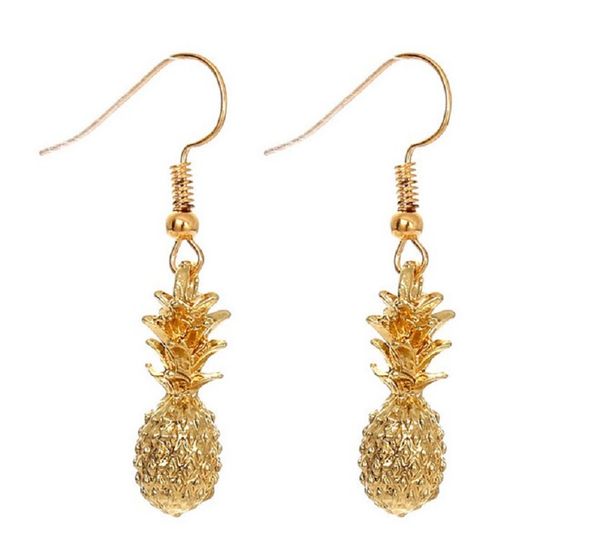 

designer pineapple drop earrings gold tone dangle earrings fashion jewelery gifts for womens hanging hook earrings, Silver