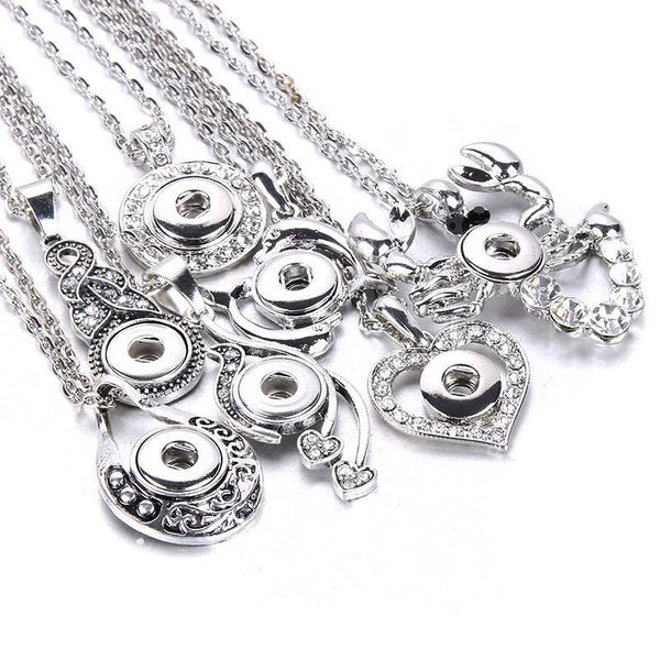 

new 12mm snap necklace crystal rhinestone mini button pendant necklace fit 12mm snap jewelry diy fittings fashion acc bbyfin, Silver