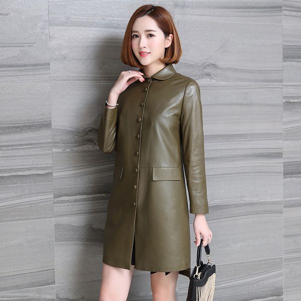 

2021 new of women spring autumn fur coat genuine female sheep women's leather jacket wxf290 5914, Black