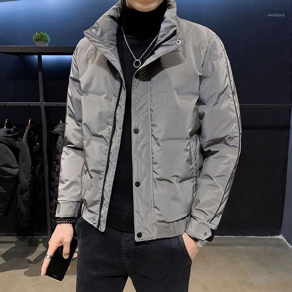 

men's cotton-padded clothes 2020 autumn winter new bright face dazzle color cotton-padded clothes loose casual youth men's wear1, Black