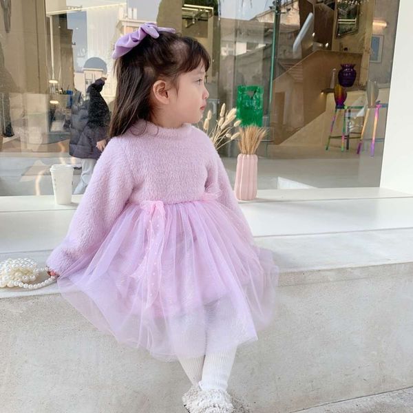 

new 2020 winter antique chine sle princs skirt bow fairy drs children's long sv, Red;yellow
