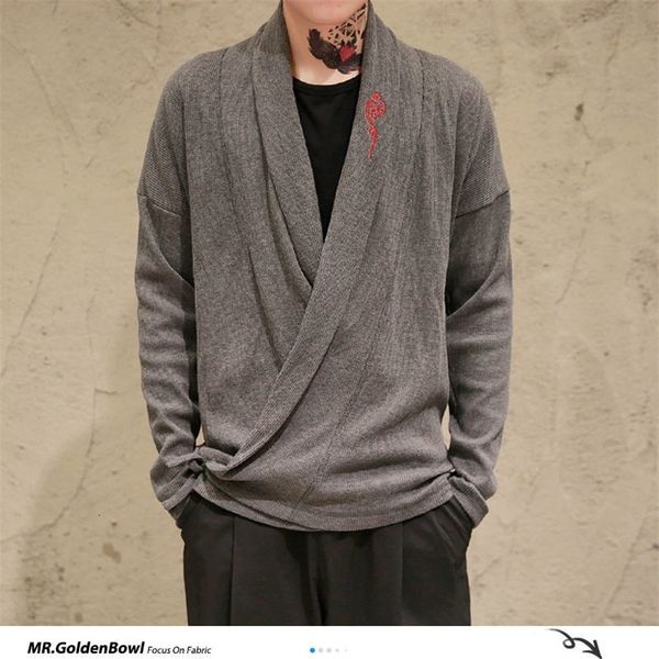 

mrgoldenbowl autumn men knitted cardigan vintage men casual black gray cardigan sweater plus size man 201105, White;black