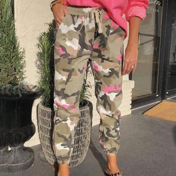 

camouflage streetwear cargo pants women casual joggers black high waist loose female trousers korean style ladies pants#d3, Black;white